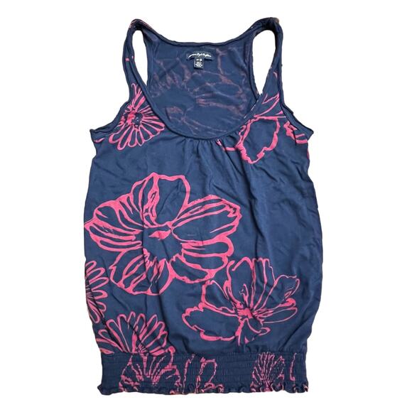American Eagle Outfitters AE Flowy Boho Sleeveless Floral Blue Red Top XS Petite - Picture 2 of 7